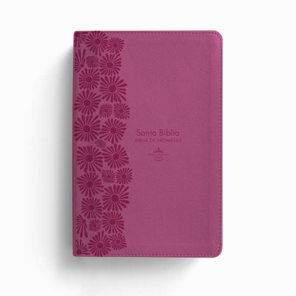 Santa Biblia de Promesas Reina-Valera 1960 / Letra Gigante - 13 Puntos / Piel Especial con Índice y Cierre / Floral / Fucsia //