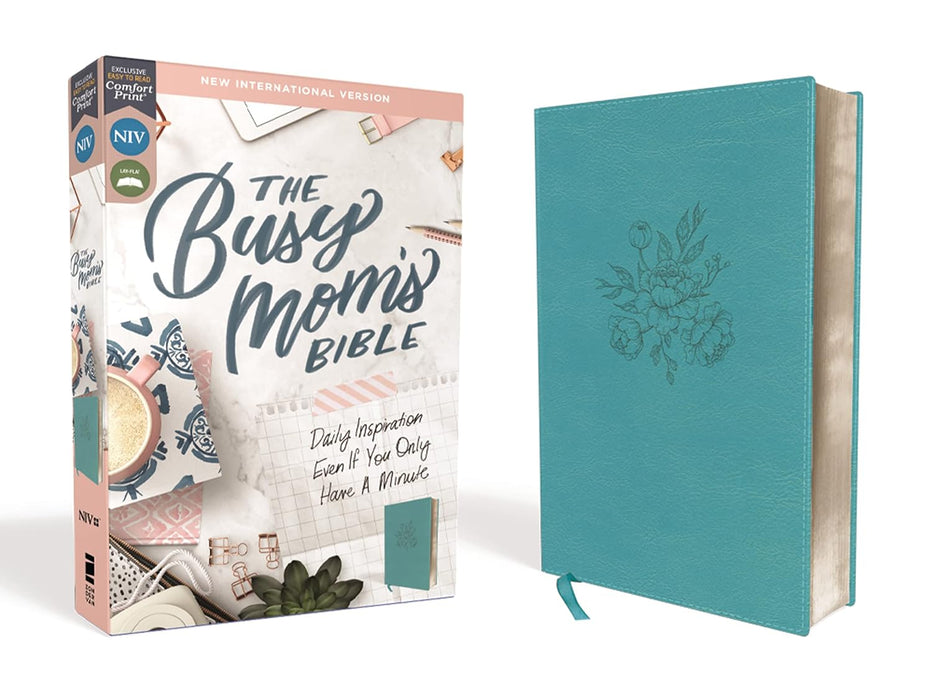 Bible - NIV, The Busy Mom's Bible, Leathersoft, Teal, Red Letter, Comfort Print: Daily Inspiration Even If You Only Have One Minute Imitation Leather