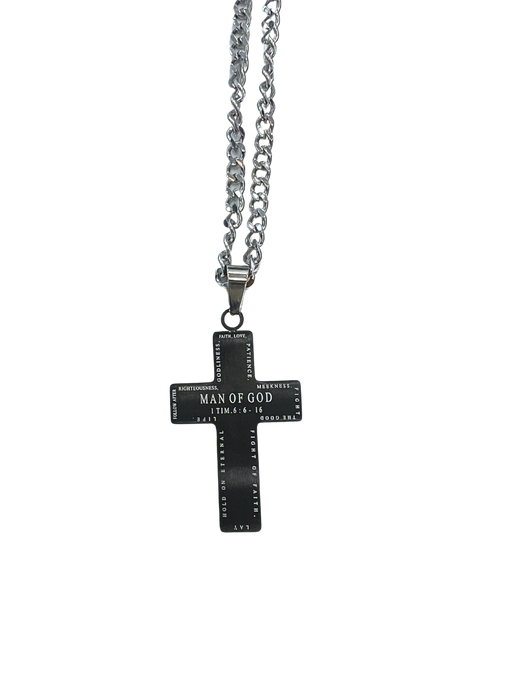 Black Thorn Cross Necklace Man of God