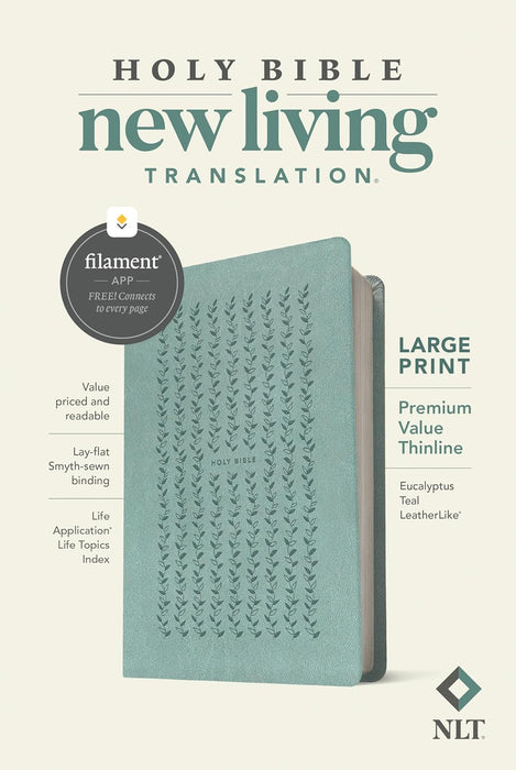 Bible NLT Large Print Premium Value Thinline Bible, Filament-Enabled Edition (LeatherLike, Eucalyptus Teal)