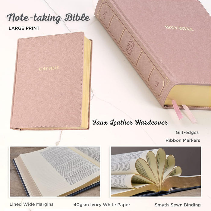 Bible - KJV Holy Bible, Large Print Note-taking Bible, Faux Leather Hardcover - King James Version, Pearlescent Mauve Imitation Leather