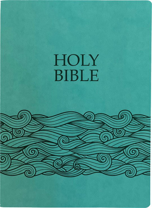 Bible - KJVER Holy Bible Wave Design Large Print- Aqua Ultrasoft