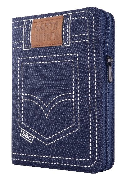 Biblia Reina Valera 1960 Mediana Letra Grande Jeans Azul Código QR