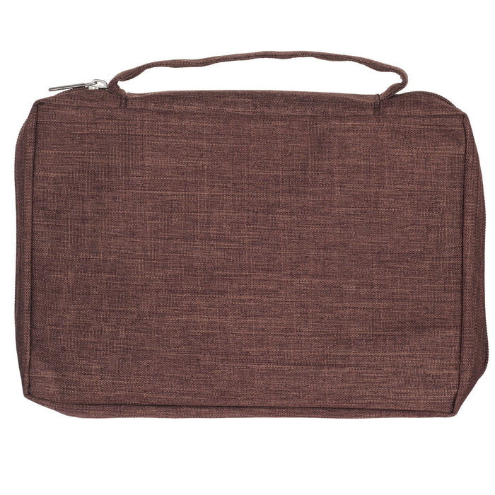 Bible Cover - Brown Poly-canvas with Ichthus Patch