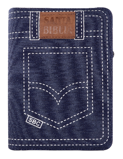 Biblia Reina Valera 1960 Mediana Letra Grande Jeans Azul Código QR