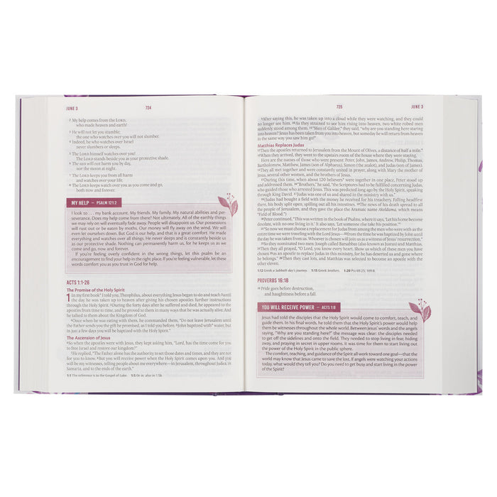 Bible - NLT Everyday Devotional Bible for Women Purple Floral