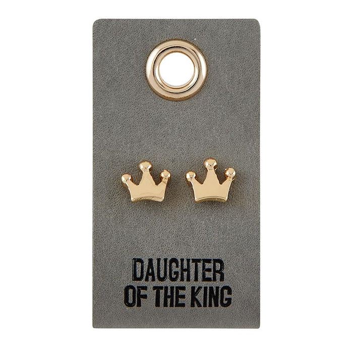 Earrings - Crown (Leather Tag)
