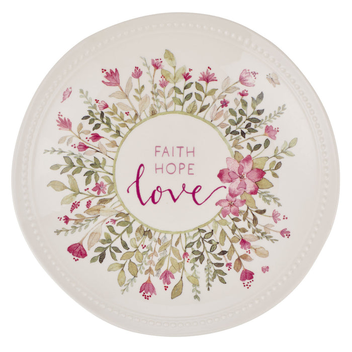 Plate - Faith, Hope, Love Pink Floral