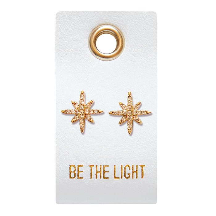 Earrings - Be the Light - Starburst (Leather Tag)