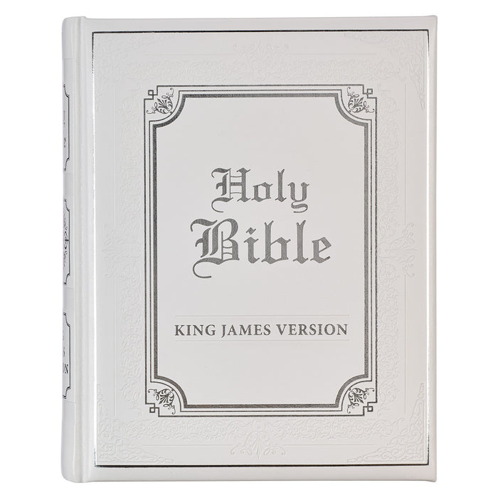 Bible - White Faux Leather King James Version Family Bible