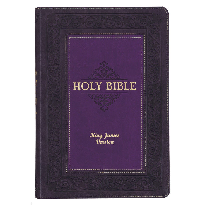Bible - Two-tone Purple Faux Leather Large Print King James Version Study Bible with Thumb Index