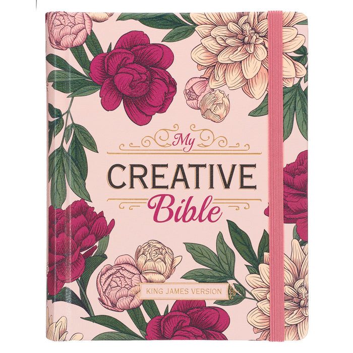 Bible - Rose - Pink Floral Faux Leather Hardcover KJV My Creative Bible with Elastic Closure