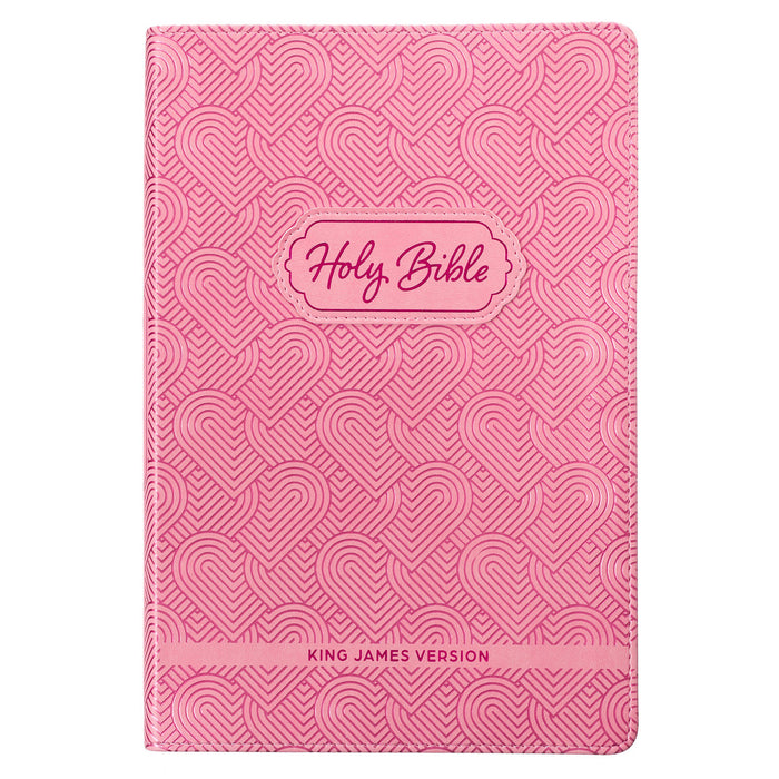 Bible - KJV Kids Bible, 40 pages Full Color Study Helps, Presentation Page, Ribbon Marker, Holy Bible for Children Ages 8-12, Blossom Pink Hearts Vegan Leather Flexible Cover Leather Bound