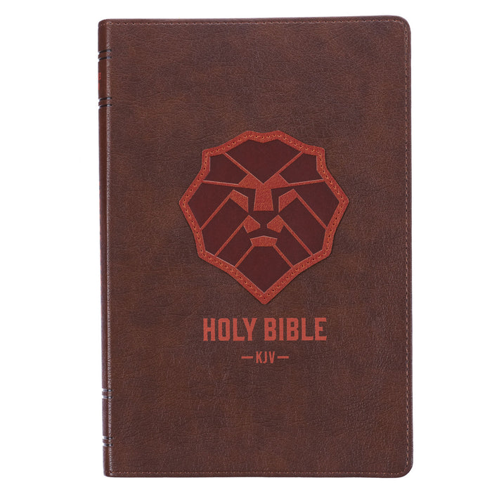 Bible - Lion Brown Faux Leather Kid's King James Version Bible
