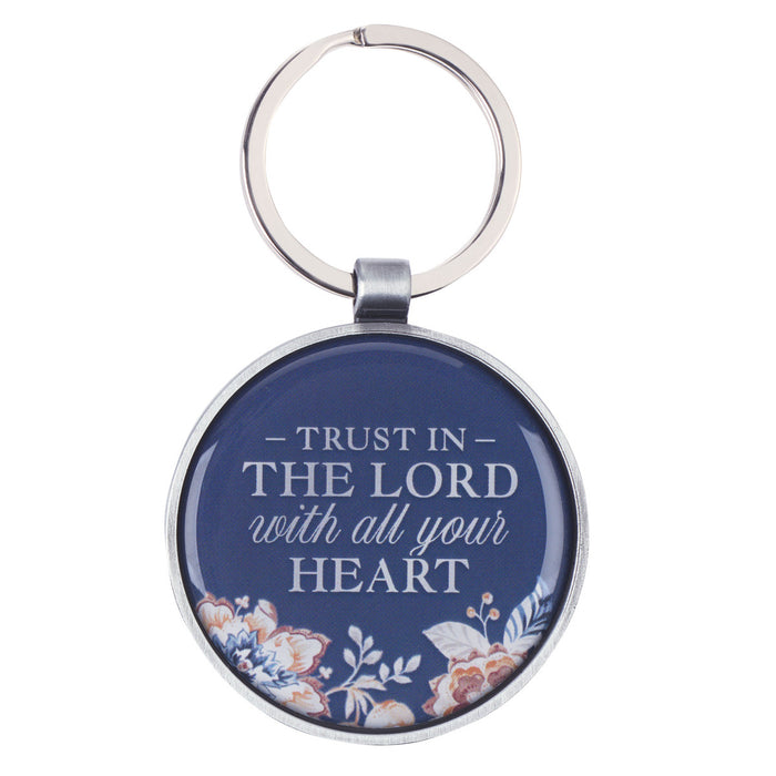 Keychain - Trust Honey-brown and Navy Epoxy-coated Metal - Proverbs 3:5