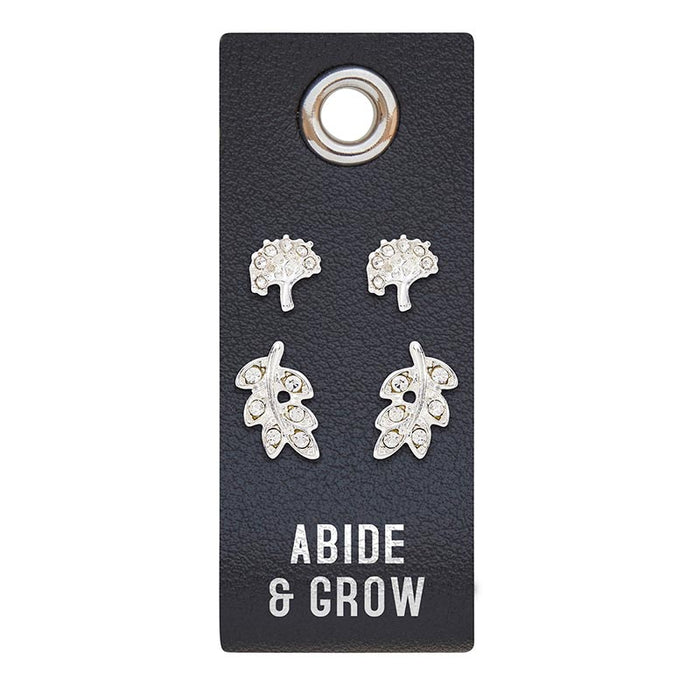 Earrings - Abide & Grow (Leather Tag)