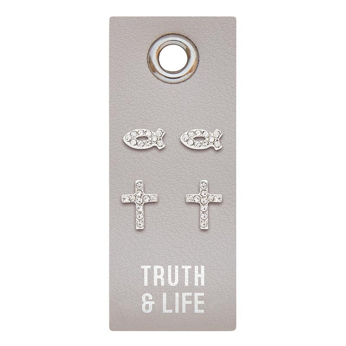 Earrings - Truth & Life (Leather Tag)