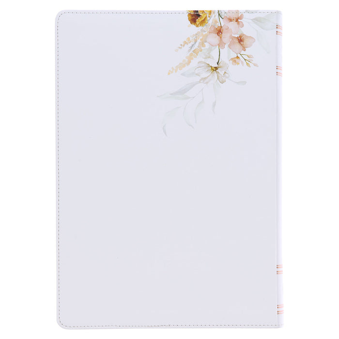 Bible - Spiritual Growth Cream-colored Floral Faux Leather