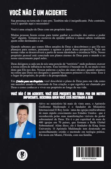 (portuguese) Criados para um Propósito - Livro (Created for Purpose)