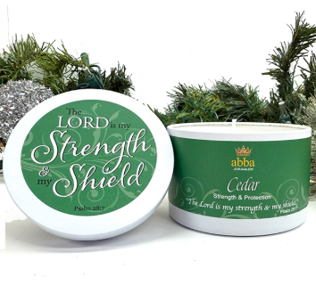 Cedar - The Lord Is my Strength and my Shield - Tin 8 Oz - Candle