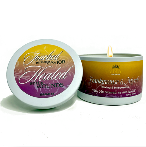 Frankincense & Myrrh - Touched by the Savior Healed by His Wounds - Tin 8 Oz - Candle