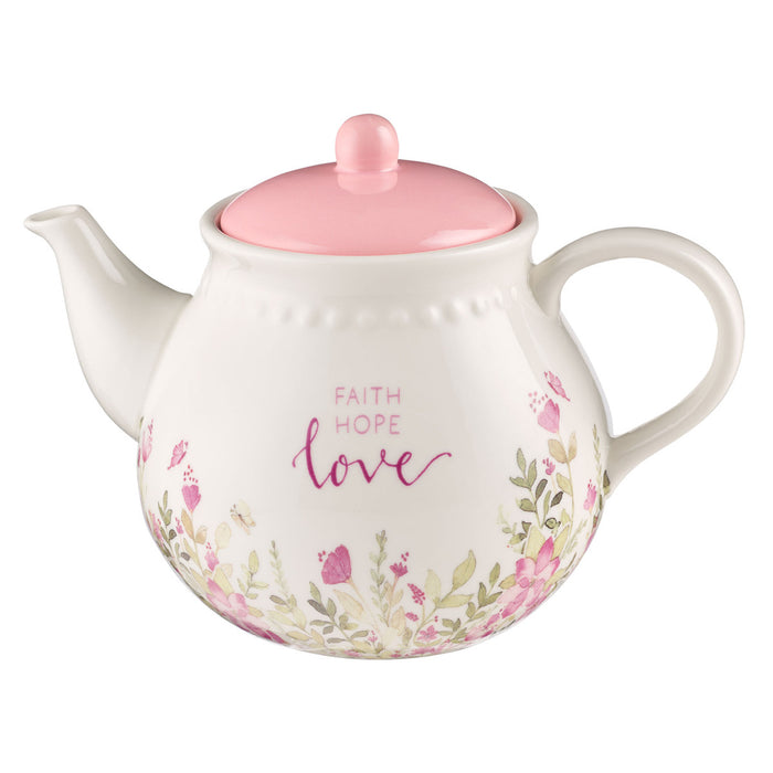 Teapot - Faith, Hope, and Love Petite Floral