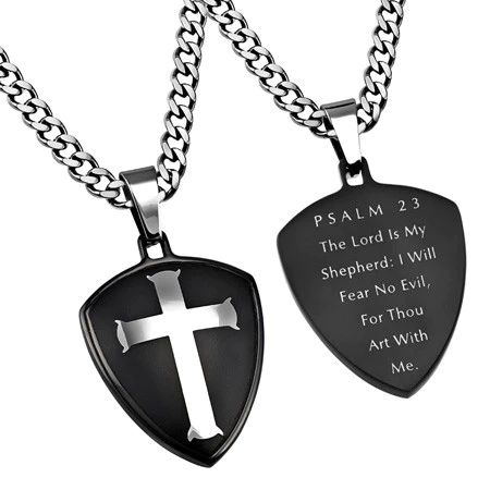 Black Shield Cross Psalm 23