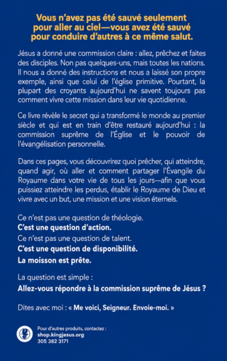 Le Mandat Suprême de l'Église by Guillermo Maldonado Christian book back cover