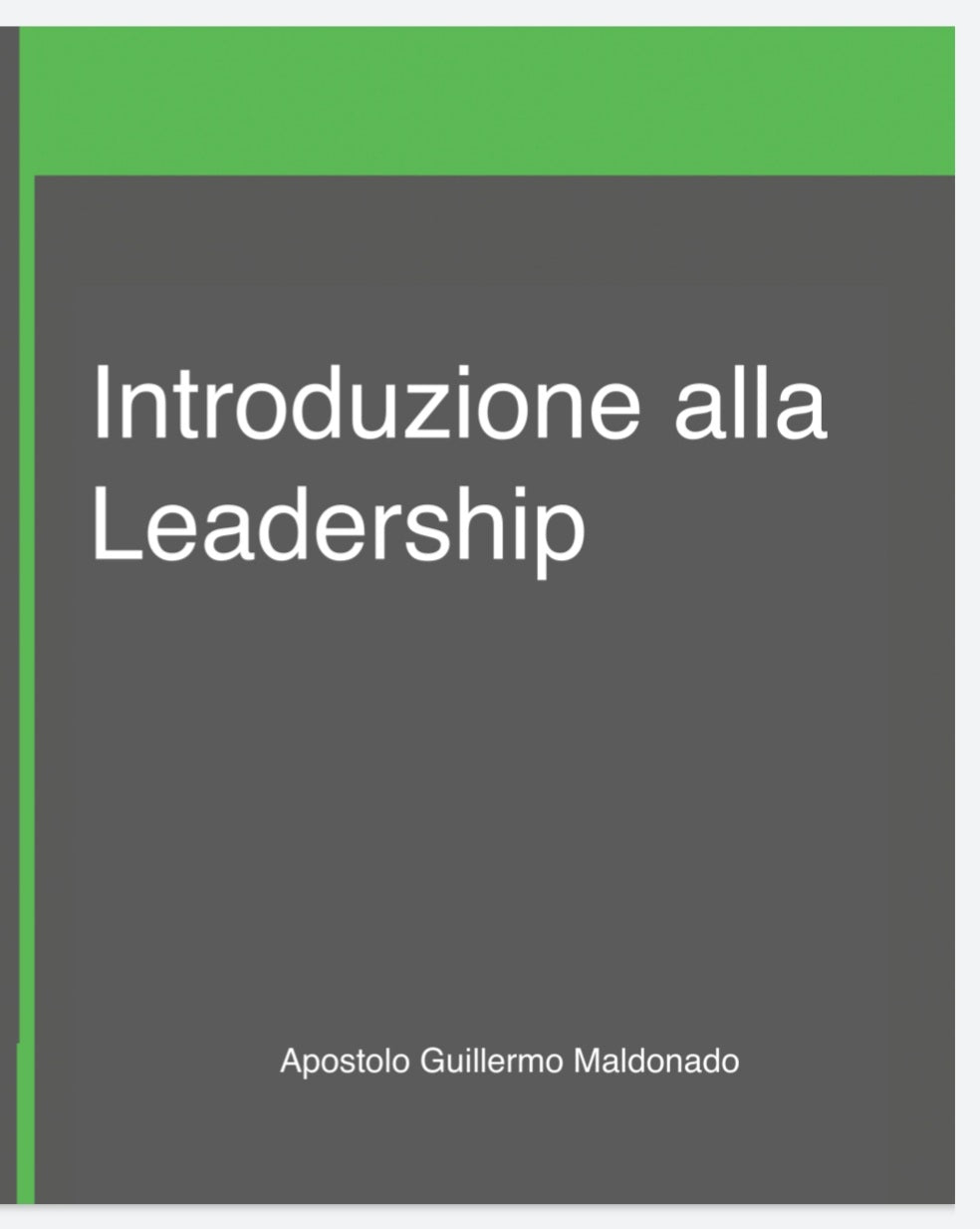 (Italian) Introduzione alla Leadership - Manuale - Digital Version (Introduction to Leadership)