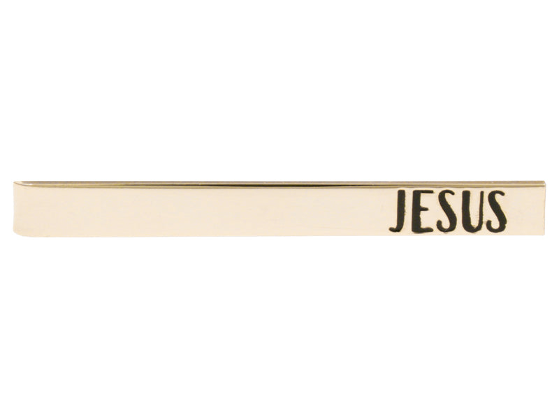 Etched Gold Tie Bar “Jesus “