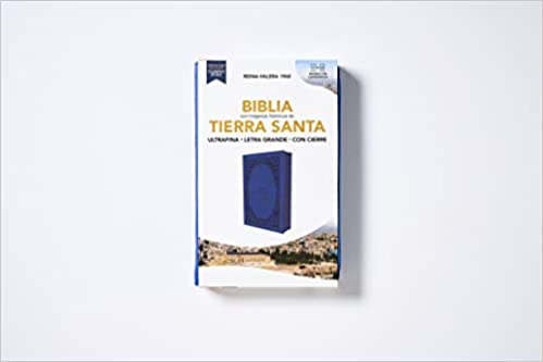 Biblia Reina-Valera 1960, Tierra Santa, Ultrafina letra grande, Leathersoft, Azul, con cierre (Spanish Edition) Imitation Leather
