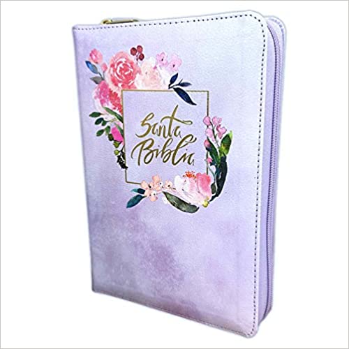 Biblia Letra Gigante para Mujer Manual 14 puntos con cierre RV1960 violeta floral con indice Imitation Leather