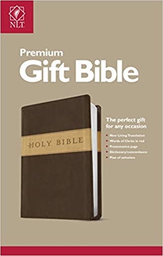 Bible Premium Gift Bible NLT, TuTone (Red Letter, LeatherLike, Dark Brown/Tan)