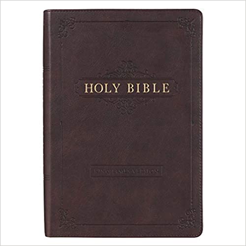 KJV Holy Bible, Giant Print Full-Size, Dark Brown Faux Leather w/Ribbon Marker, Red Letter, Thumb Index, King James Version