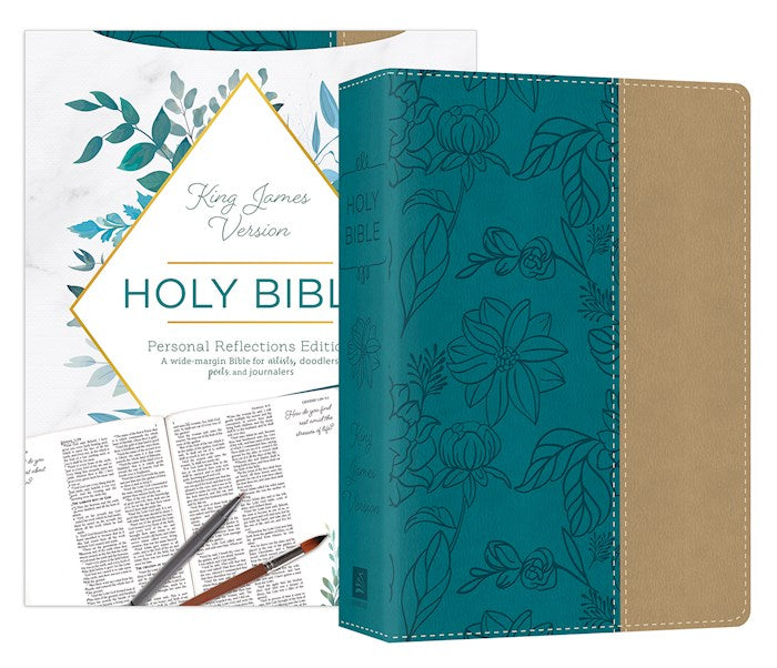 KJV Personal Reflections Bible With Prompts-Teal/Tan DiCarta Leatherlike