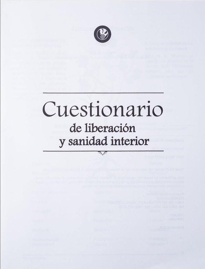 Cuestionario De Liberación y Sanidad Interior - Manual