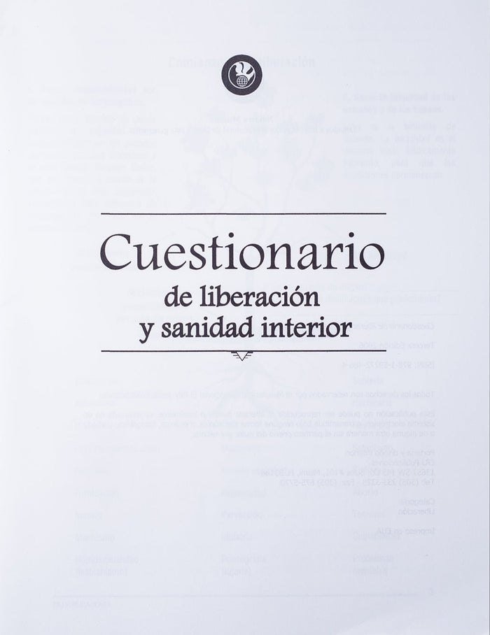 Cuestionario de Liberación y Sanidad Interior  - Manual Digital