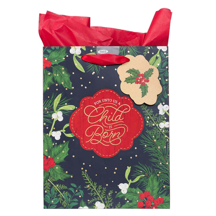A Child is Born Medium Christmas Gift Bag with Tissue Paper - Isaiah 9:6