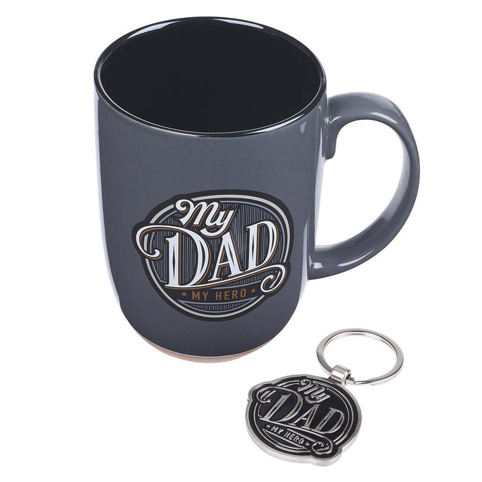 My Dad, My Hero Ceramic Mug and Key Ring Gift Set for Men