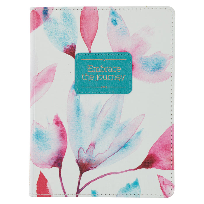 Embrace the Journey Pink Petals Handy-size Faux Leather Journal