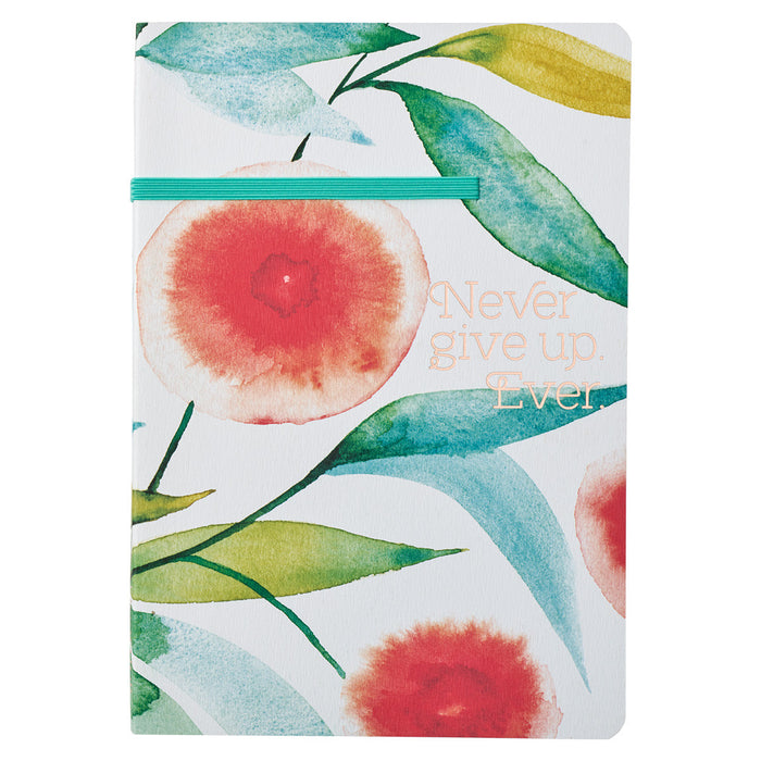 Never Give Up Orange Blossoms Flexcover Journal With Elastic Closure