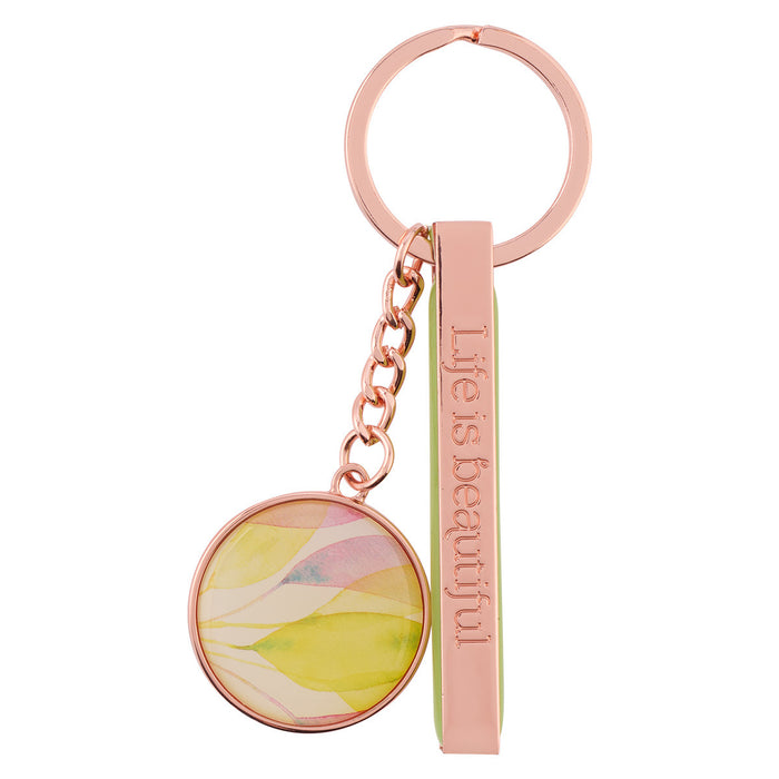 Life Is Beautiful Citrus Leaves Rose Gold Key Ring