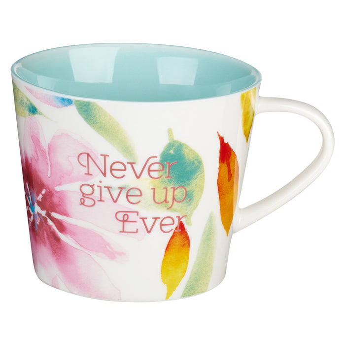 Never Give Up Pink Daisies Ceramic Coffee Mug