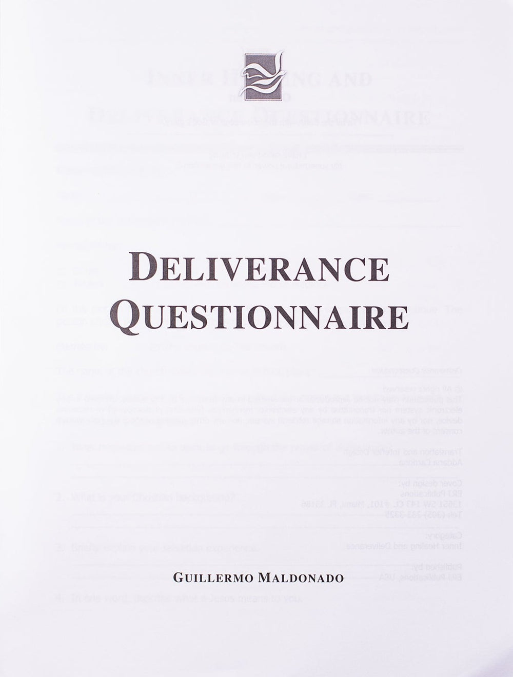 Inner Healing and Deliverance Questionnaire - Digital Manual