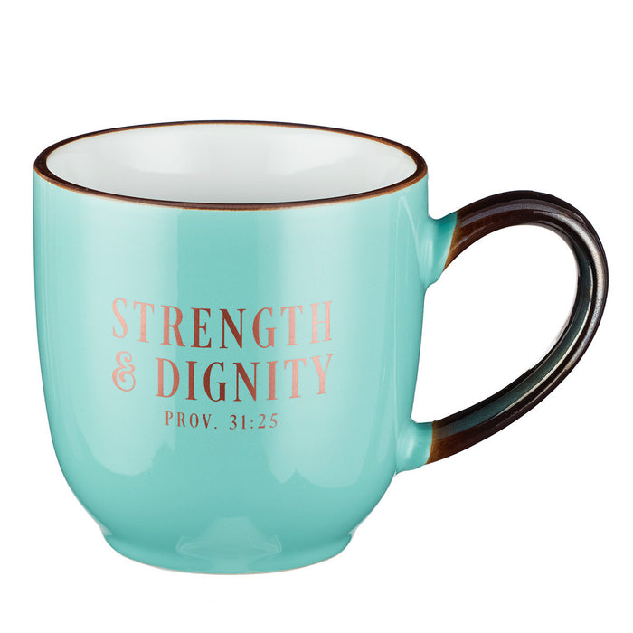 Strength and Dignity Coffee in Mint Green - Proverbs 31:25
