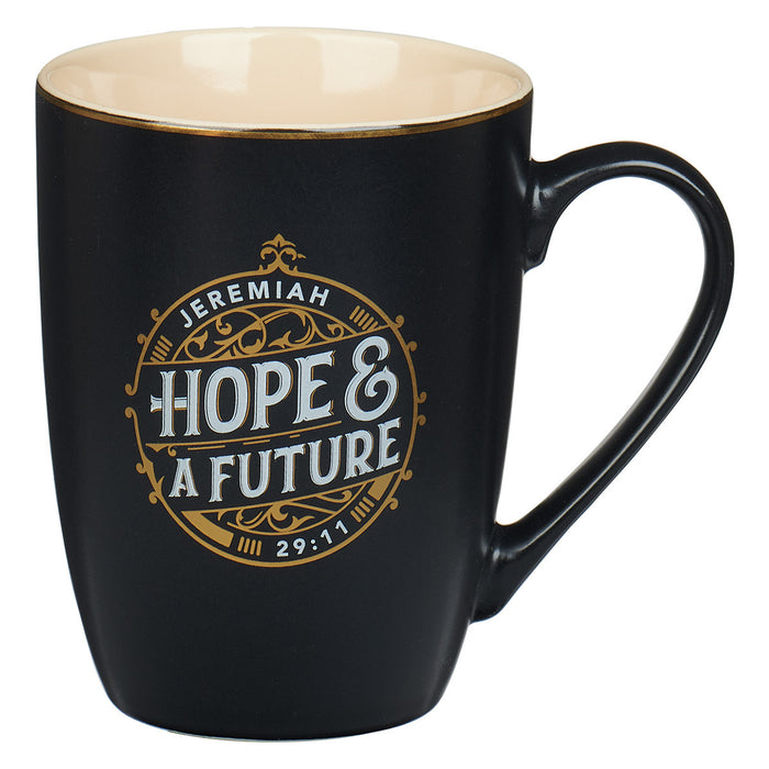 Hope And A Future Black And Gold Ceramic Mug - Jeremiah 29:11