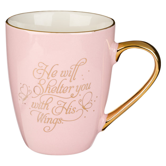 Mug - Shelter You Pink And Gold Ceramic Mug - Psalm 91:4