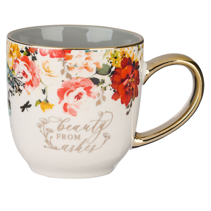 Mug - Beauty From Ashes Red Marigold Ceramic Mug - Isaiah 61:3