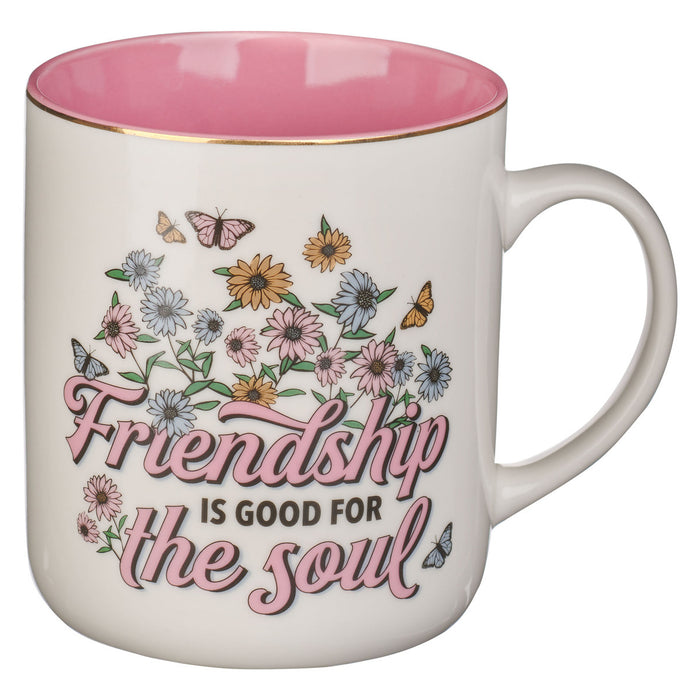 Friendship is Good for the Soul White Daisy Ceramic Coffee Mug