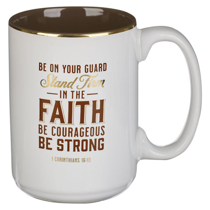 Stand Firm White Ceramic Coffee Mug - 1 Corinthians 16:13
